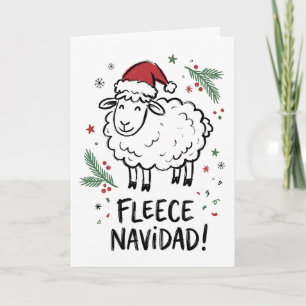 Funny Fleece Navidad Sheep Christmas Holiday Card