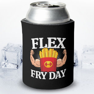 Funny Flex Friday Gym Fitness Quote French Fries Can Cooler
