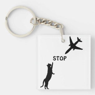 Funny Flight Pilot Aviation Black Cat Gameday Keychain