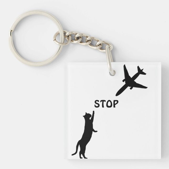 Funny Flight Pilot Aviation Black Cat Gameday  Keychain (Front)
