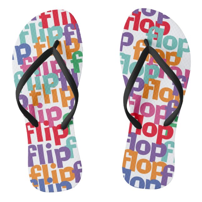 Funny Flip & Flop Colourful Wordplay Pun Lover Flip Flops (Footbed)