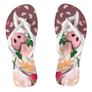 Funny Flip Flops with Gentleman Pig