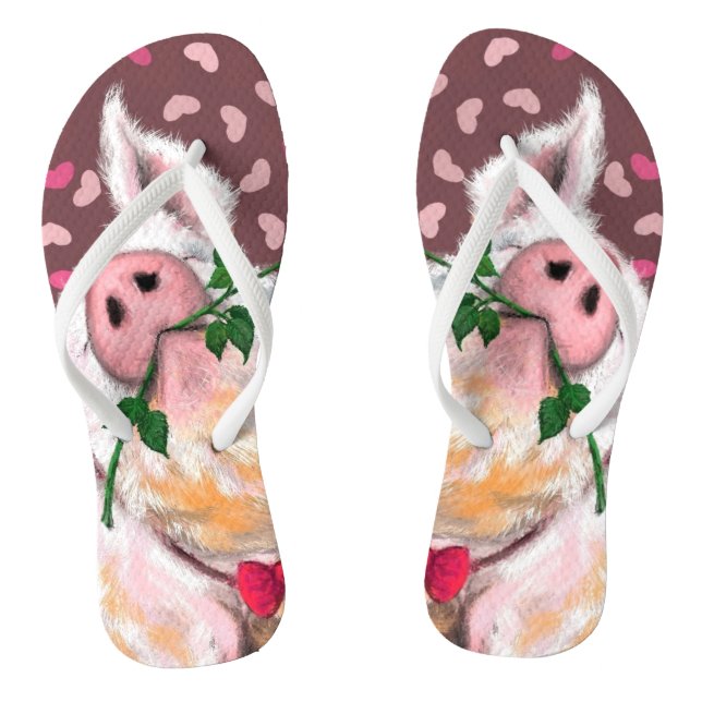 Funny Flip Flops with Gentleman Pig (Footbed)