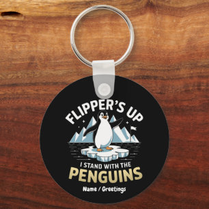 Funny Flippers Up, Stand With The Penguins Bold Keychain