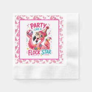 Funny flock star pink flamingo party napkin
