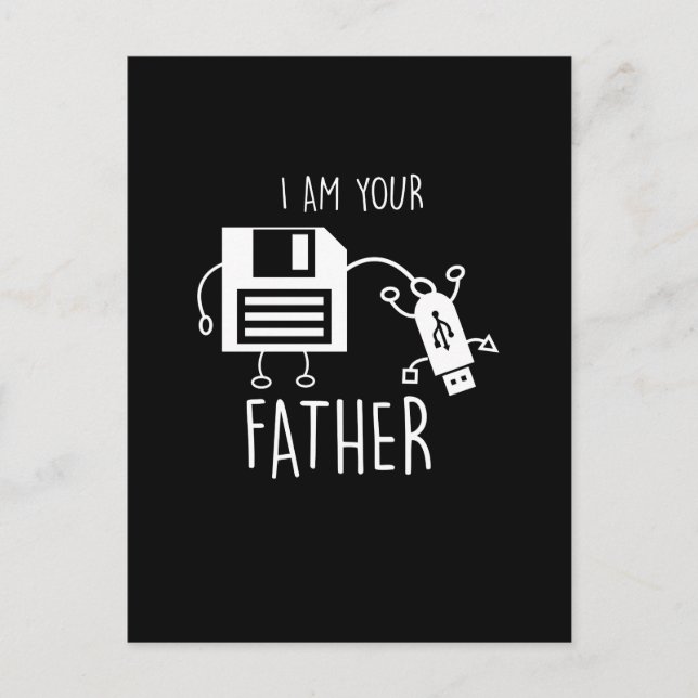Funny Floppy Disc to USB I Am Your Father Postcard (Front)