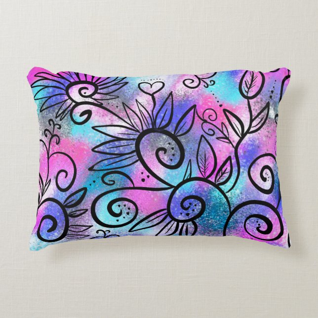 Funny floral art accent pillow (Front)