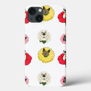 Funny Floral Cat Faces iPhone 13 Case