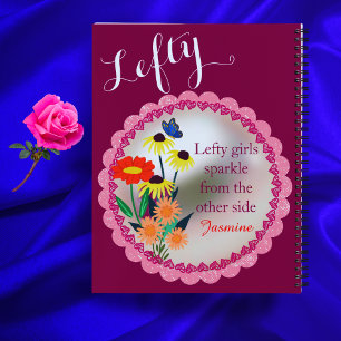 Funny Floral Custom Name Left-Handed School Style  Notebook