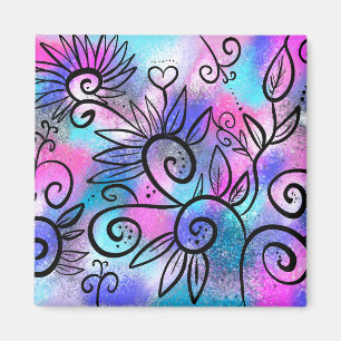 Funny floral pattern magnet