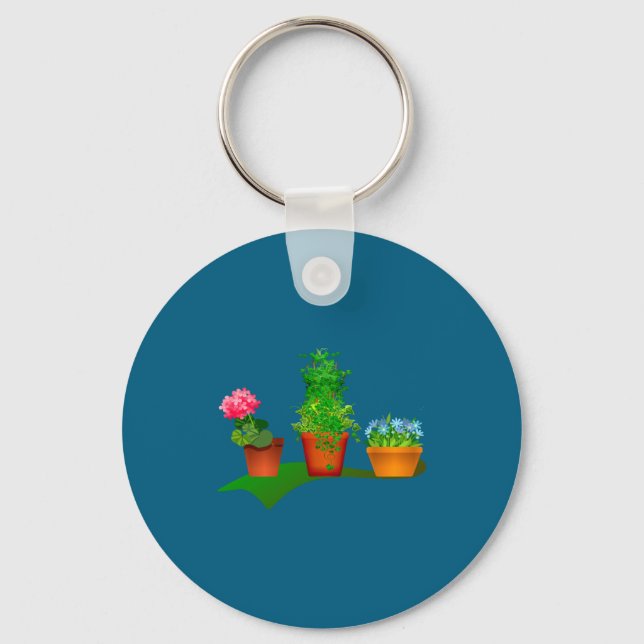 Funny Floral Plant Manager Front And Back Design  Keychain (Front)