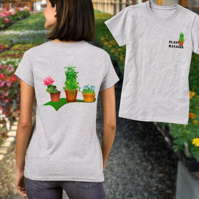 Funny Floral Plant Manager Front and Back Design T-Shirt (tee shirt front pocket and back design)