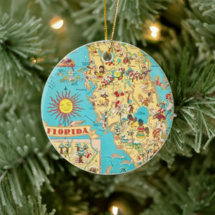 Funny Florida Map Ceramic Ornament