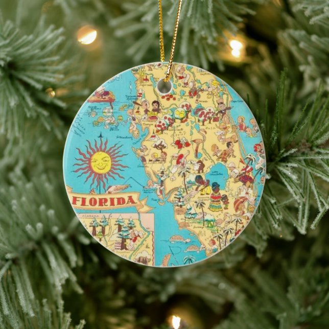 Funny Florida Map Ceramic Ornament (Tree)