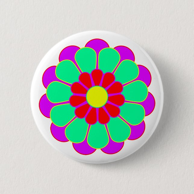 Funny Flower Power Bloom I 2 Inch Round Button (Front)