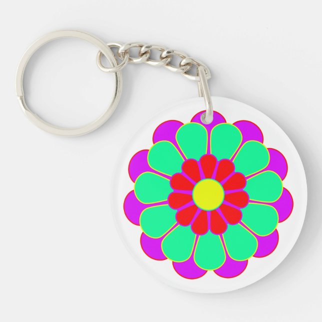 Funny Flower Power Bloom I Keychain (Front)