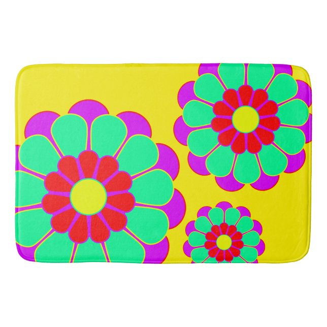 Funny Flower Power Bloom I + your backgr. & idea Bath Mat (Front)