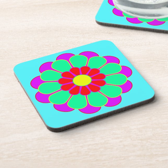 Funny Flower Power Bloom I + your backgr. & idea Coaster (Left Side)
