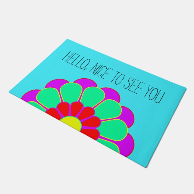 Funny Flower Power Bloom I + your backgr. & idea Doormat (Angled)
