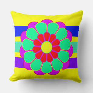 Funny Flower Power Bloom I + your backgr. & idea Throw Pillow