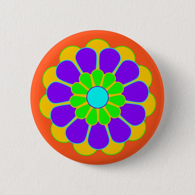 Funny Flower Power Bloom II + your backgr. & idea 2 Inch Round Button (Front)