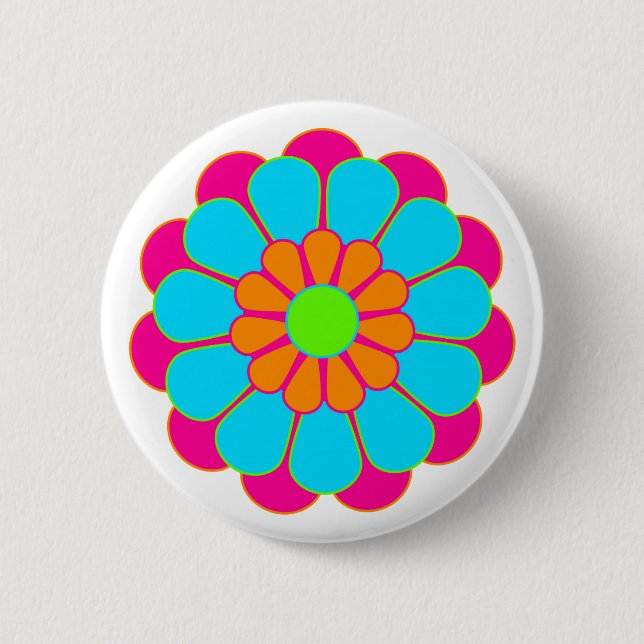 Funny Flower Power Bloom III 2 Inch Round Button (Front)