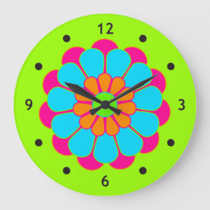 Funny Flower Power Bloom III Large Clock