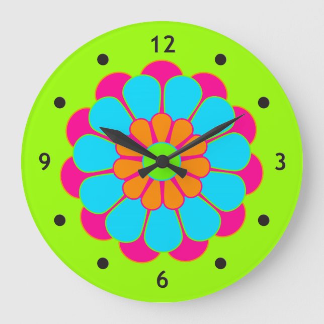 Funny Flower Power Bloom III Large Clock (Front)