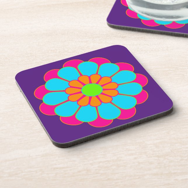 Funny Flower Power Bloom III + your backgr. & idea Coaster (Left Side)