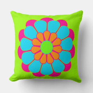 Funny Flower Power Bloom III + your backgr. & idea Throw Pillow