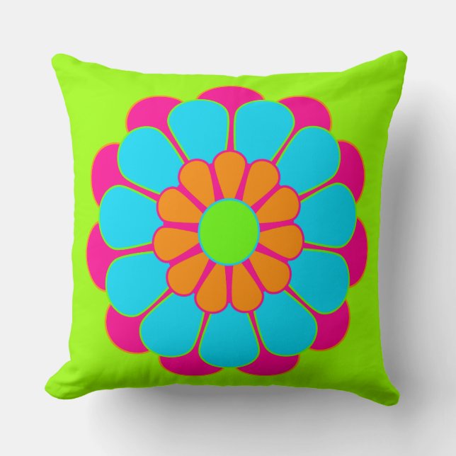 Funny Flower Power Bloom III + your backgr. & idea Throw Pillow (Front)