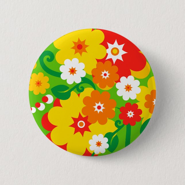 Funny Flower Power Wallpaper 2 Inch Round Button (Front)