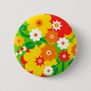 Funny Flower Power Wallpaper 2 Inch Round Button