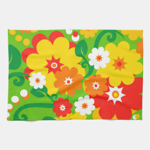 Funny Flower Power Wallpaper Kitchen Towel