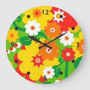 Funny Flower Power Wallpaper Large Clock
