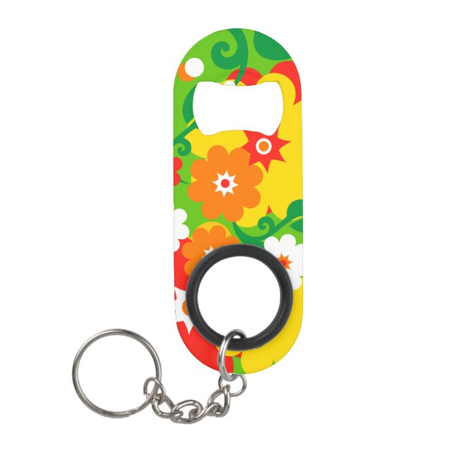 Funny Flower Power Wallpaper Mini Bottle Opener (Front)