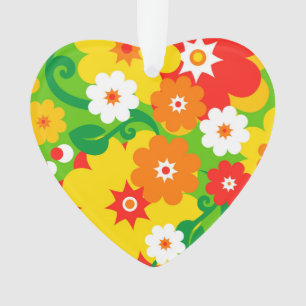 Funny Flower Power Wallpaper Ornament