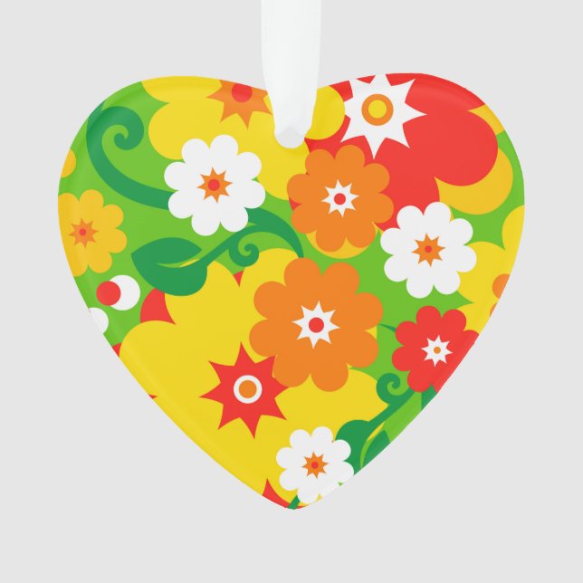 Funny Flower Power Wallpaper Ornament (Front)