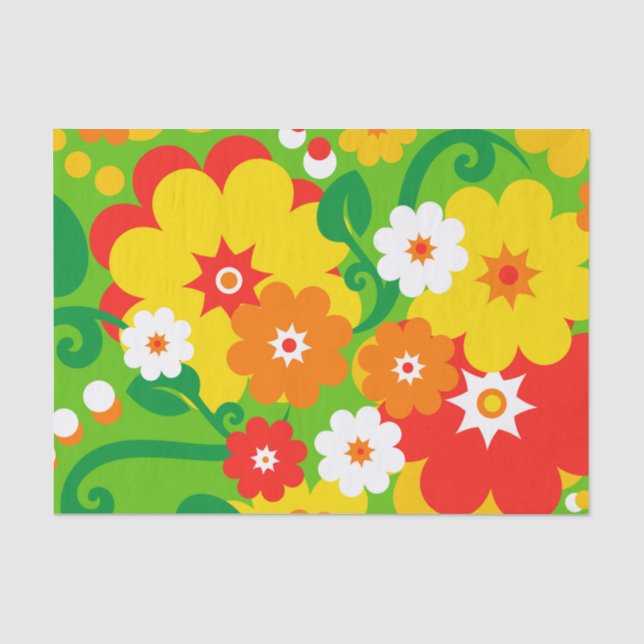 Funny Flower Power Wallpaper + your text Tissue Paper (Front)