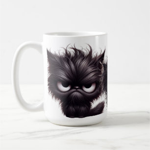 FUNNY FLUFFY ANGRY BLACK KITTENS COFFEE MUG