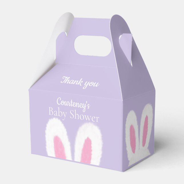 Funny fluffy bunny Baby Shower  Favor Box (Front Side)