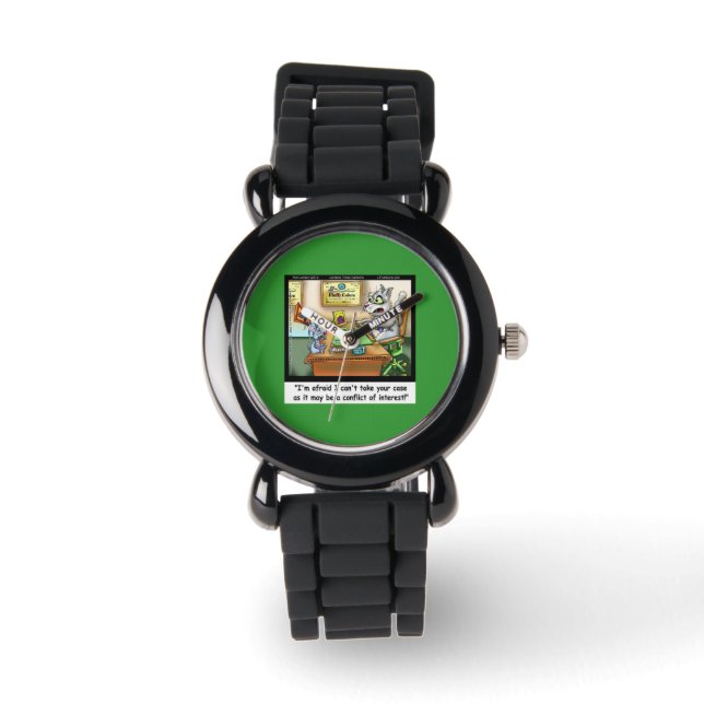 Funny Fluffy Cohen Cat Lawyer Watch (Front)
