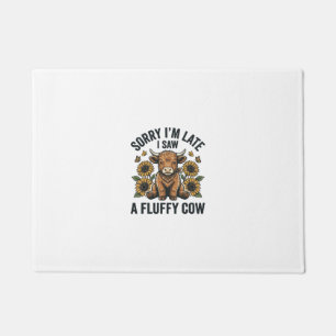 Funny Fluffy Cow Sunflower Vintage Engraving T-Shi Doormat