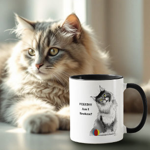 Funny Fluffy Maine Coon Cat Green Humour Mug