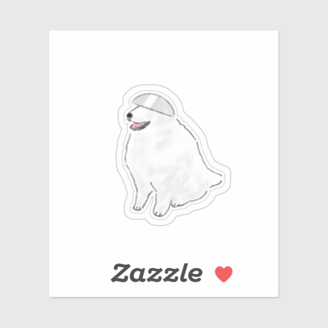 Funny Fluffy White Dog Wearing Bowl Hat (Sheet)