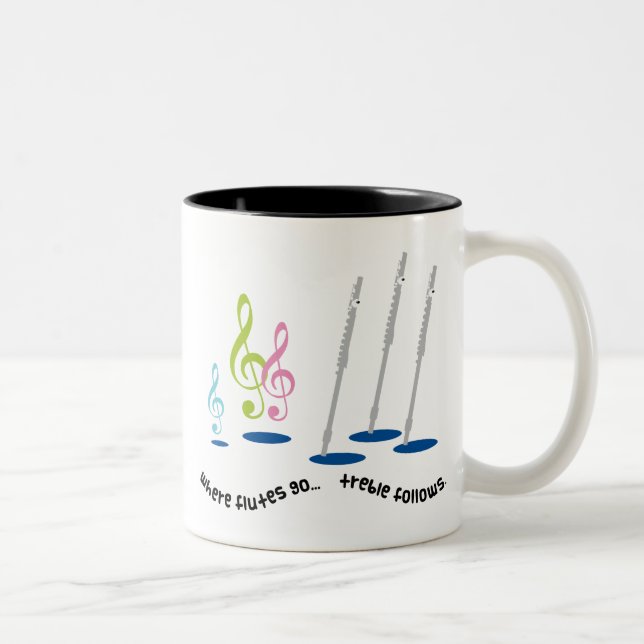 Funny Flute Player Gift Two-Tone Coffee Mug (Right)