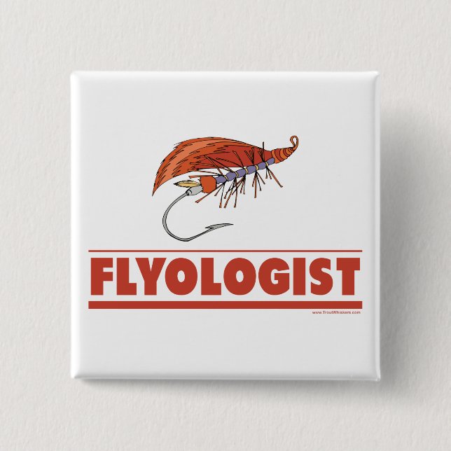 Funny Fly Fishing 2 Inch Square Button (Front)
