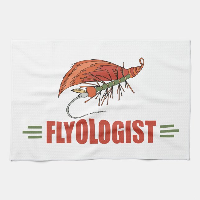 Funny Fly Tier, Fishing Kitchen Towel (Horizontal)