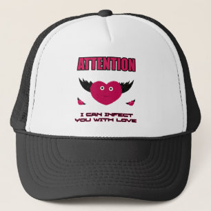 Funny flying hearts trucker hat