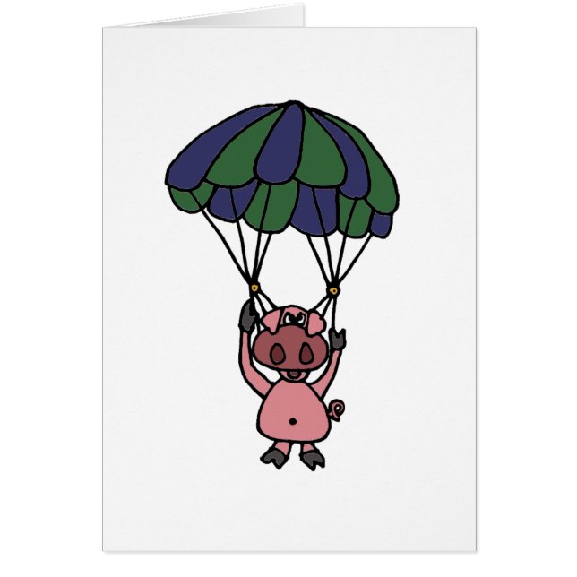 Funny Flying Pig Parachutist (Front)
